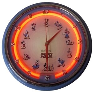 Walt‎ Disney Mickey Mouse And Friends Neon Wall Clock 12" Collector